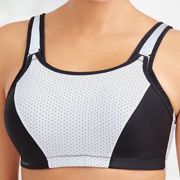 Glamorise SPORT Bra 32F (DOUBLE-LAYER) Wicking (PADDED-STRAPS) WHITE NEW - Picture 3 of 14